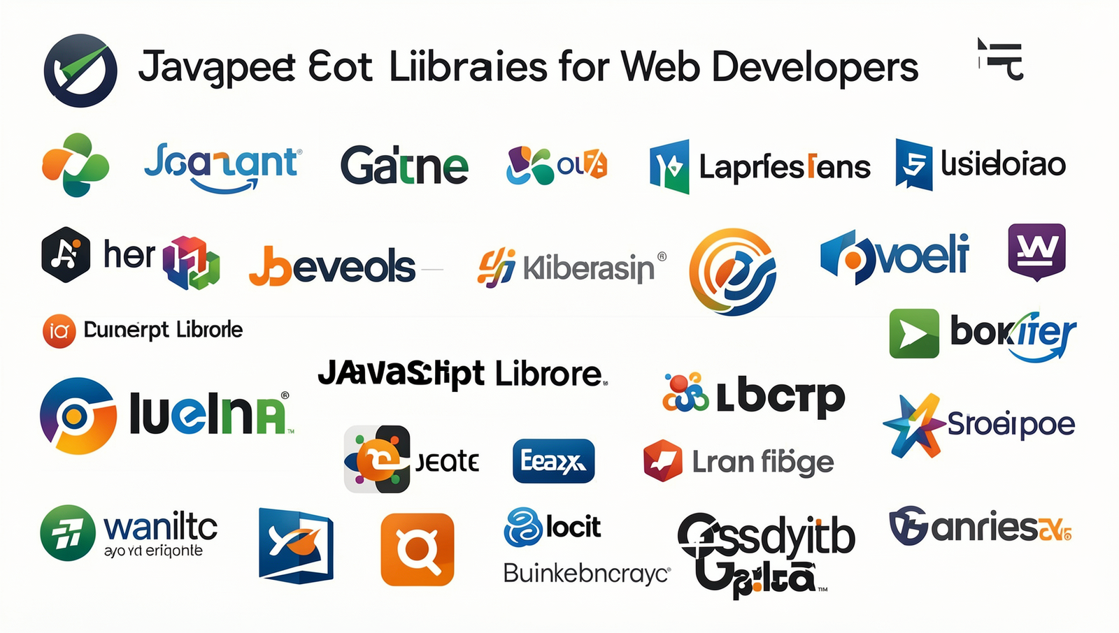 Collage of logos from popular JavaScript libraries for web developers.