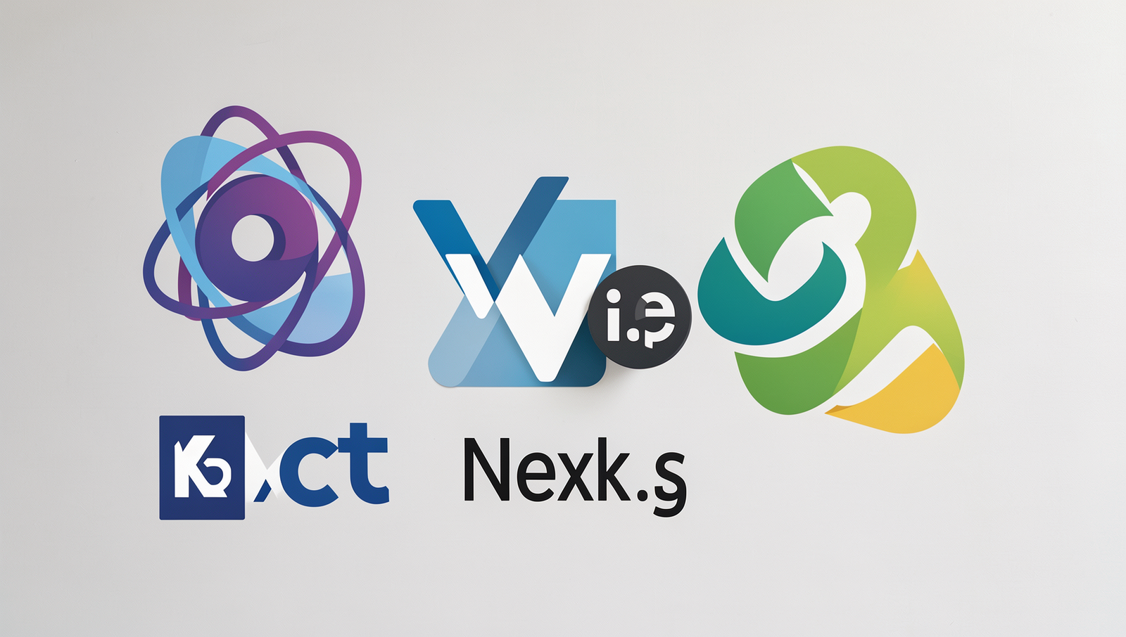 Collage of logos from React, Vue.js, Next.js, and Svelte for JavaScript frameworks.
