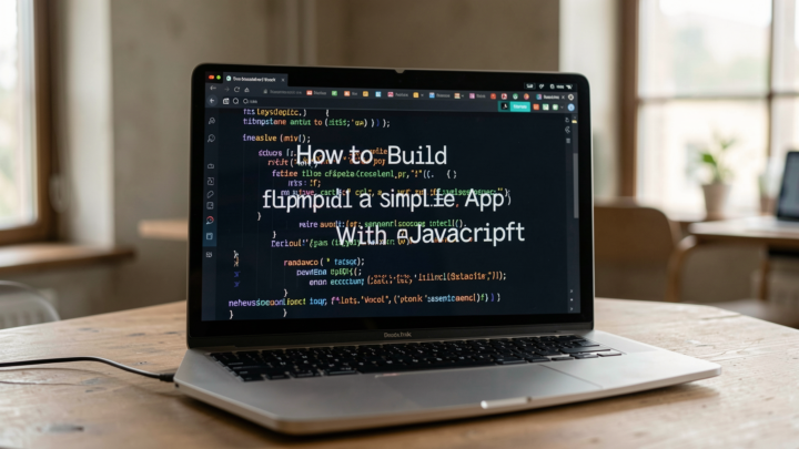 Professional editorial photo illustrating app development with JavaScript in a realistic setting