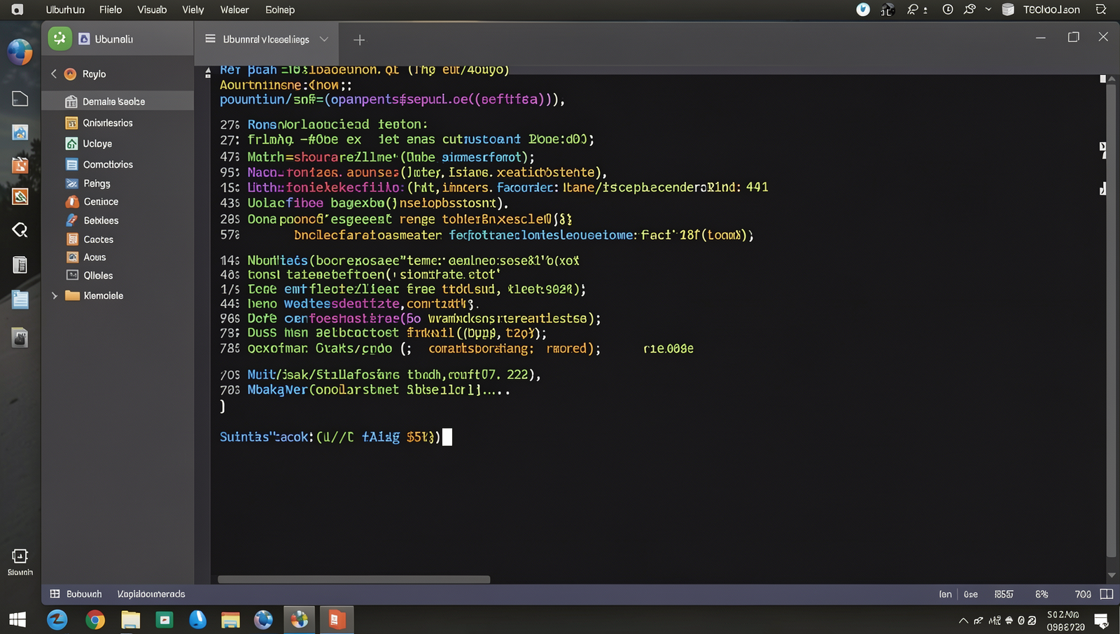 Screenshot of Visual Studio Code with an open terminal on a Linux desktop.