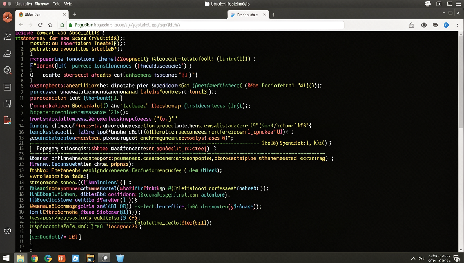 Photorealistic image of a Linux desktop showing a detailed project folder structure.