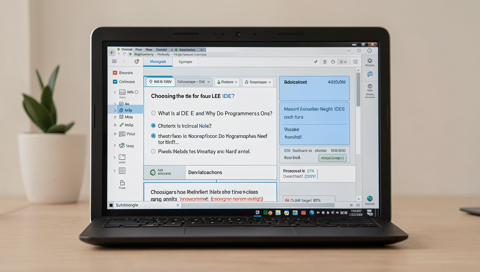 Checklist for selecting an Integrated Development Environment (IDE) for programming.