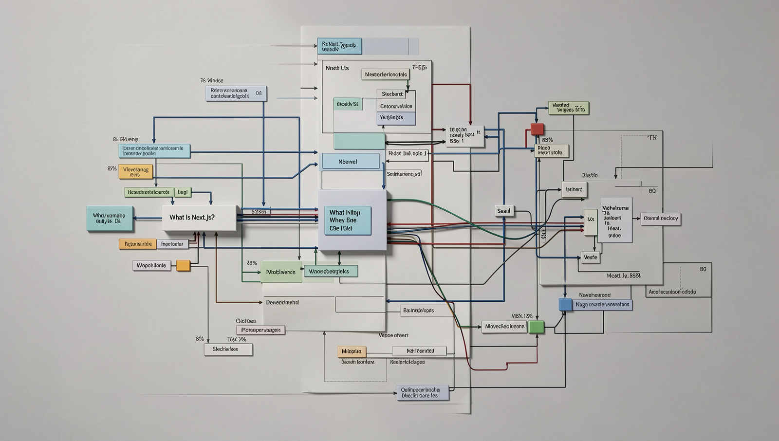 Detailed diagram of Next.js architecture showcasing server-side rendering and static site generation.